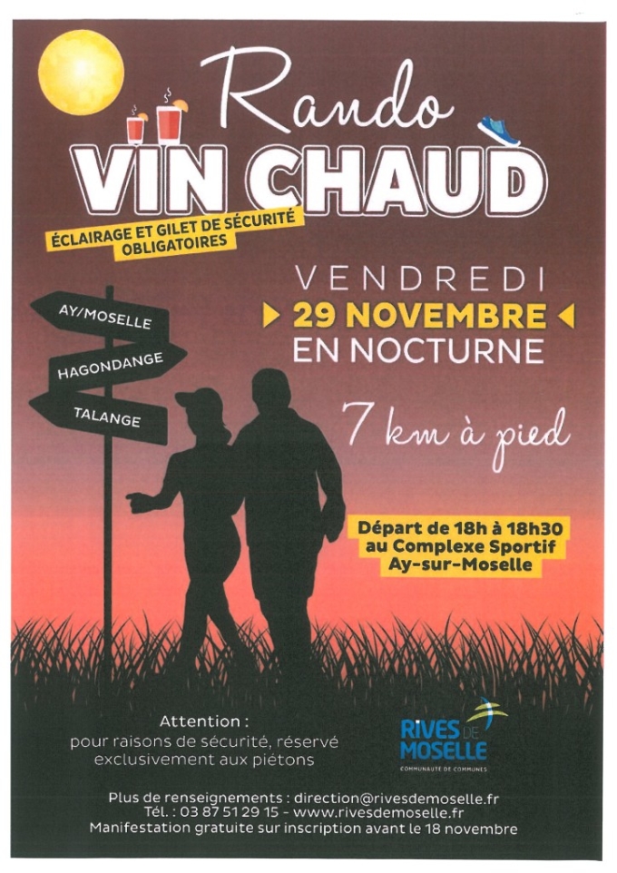 3ème “rando vin chaud” le vendredi 29 novembre 2019